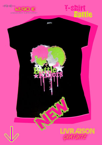 T-shirt noir Battle Femme