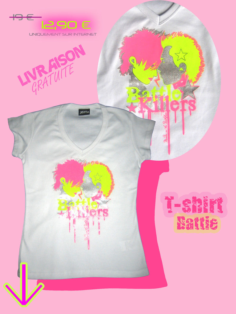 T-shirt blanc Battle Femme